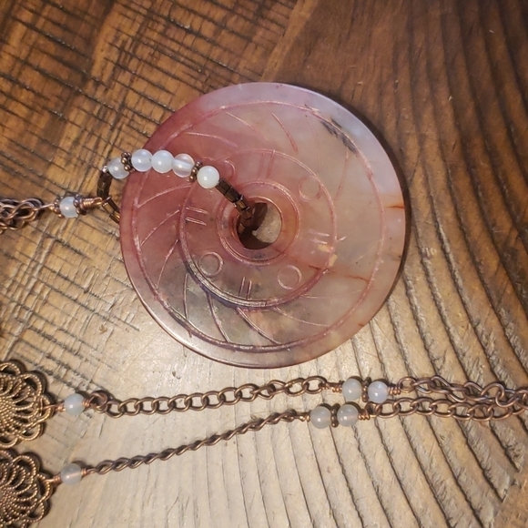 Carved carnelian copper necklace and with matching bracelet - Picture 7 of 7